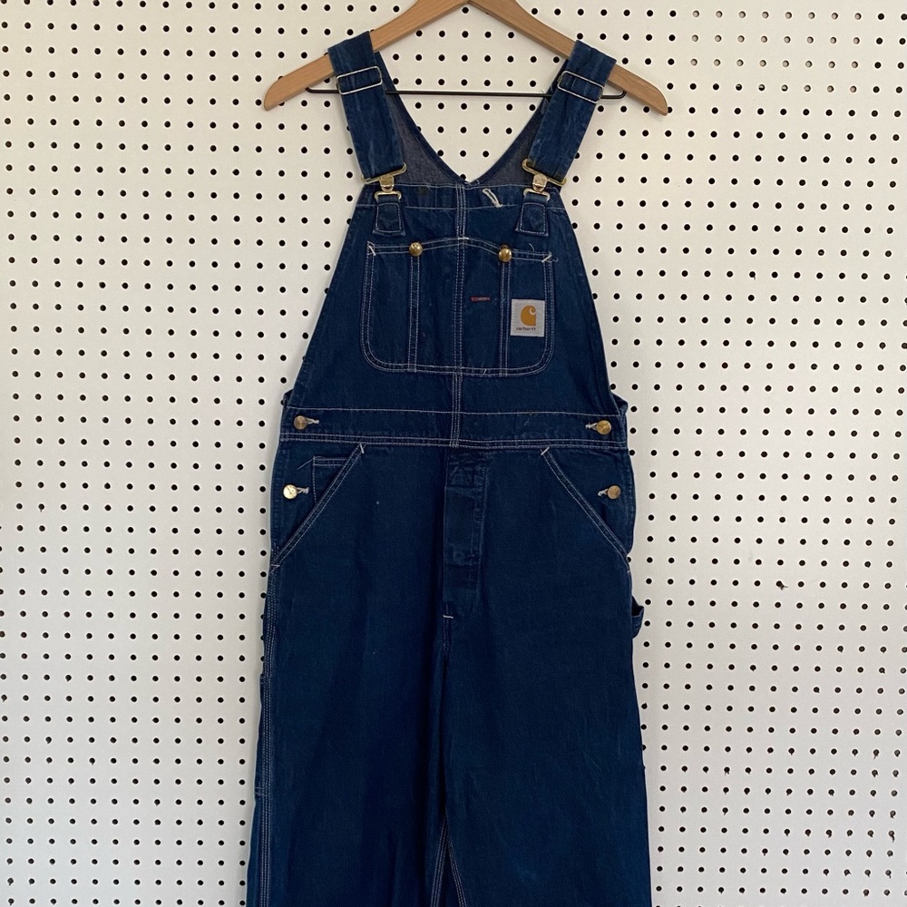 Carhartt Dark Blue Denim Women's Overalls - Picture 2 of 13